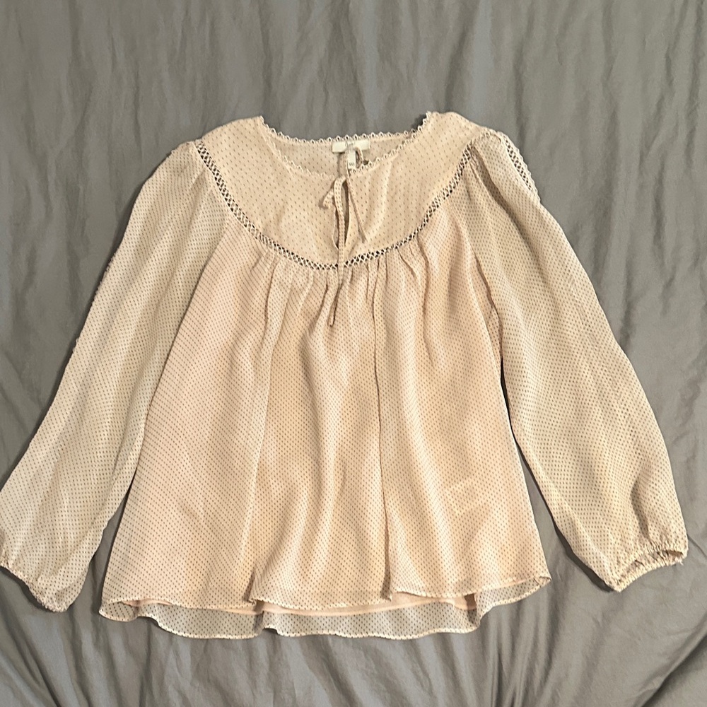 Joie Cream Blouse polka dots with Lace Detail